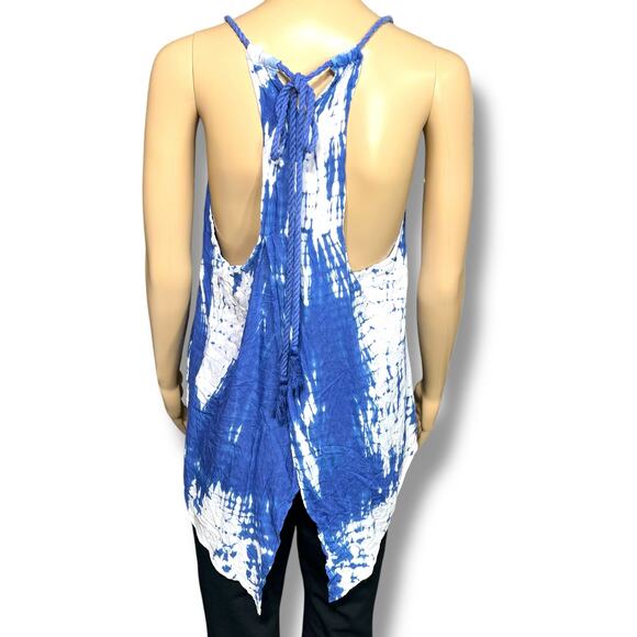 Earthbound Trading Co Womens Tank Top Tie Dye Split Open Back Loose Fit Blue Sm - Picture 3 of 10